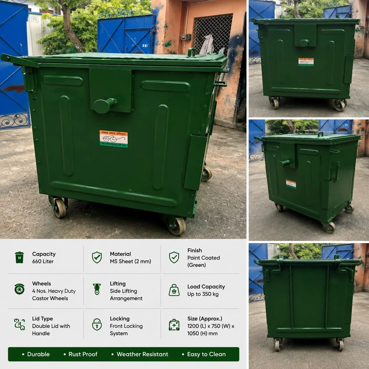 Hanusol Mild Steel Garbage Container